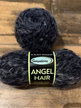 Rare Discontinued Jo-Ann Sensations ANGEL HAIR Yarn Black/Gray